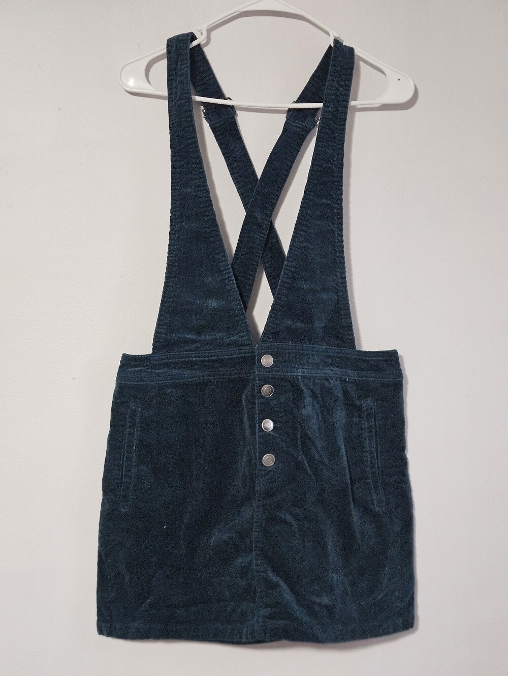 Wild Fable Dark Teal Corduroy Pinafore Over All Mini Skirt Women's Size M